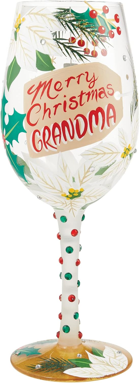 Merry Christmas Grandma Wine Glass by Lolita  Hand-Painted | Absolutely  Fabulous Unique Gifts & Decor | Huntington Beach